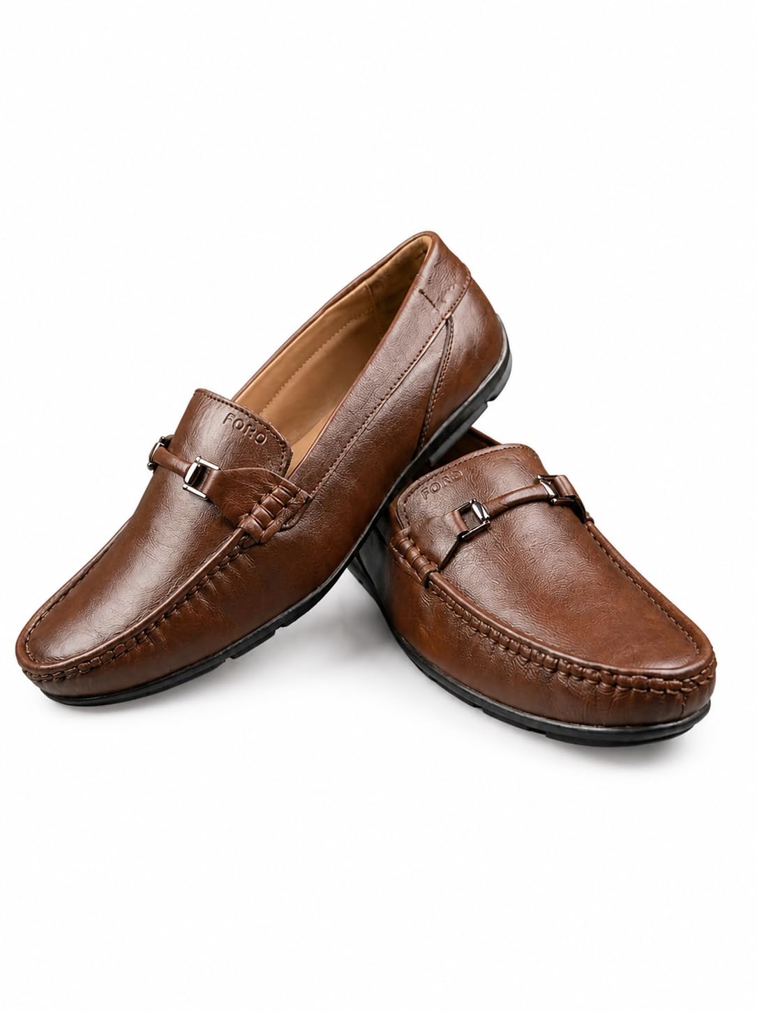FORB Brown Mens Stylish SlipOn Genuine Leather Loafers Shoes KT16 for Outdoor ethnic men boys casual formal Office Party dai 9