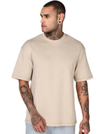 Bewakoof MenS Solid Oversized Fit Half Sleeve Round Neck Polycotton T-Shirt_687616_Brown_Xl