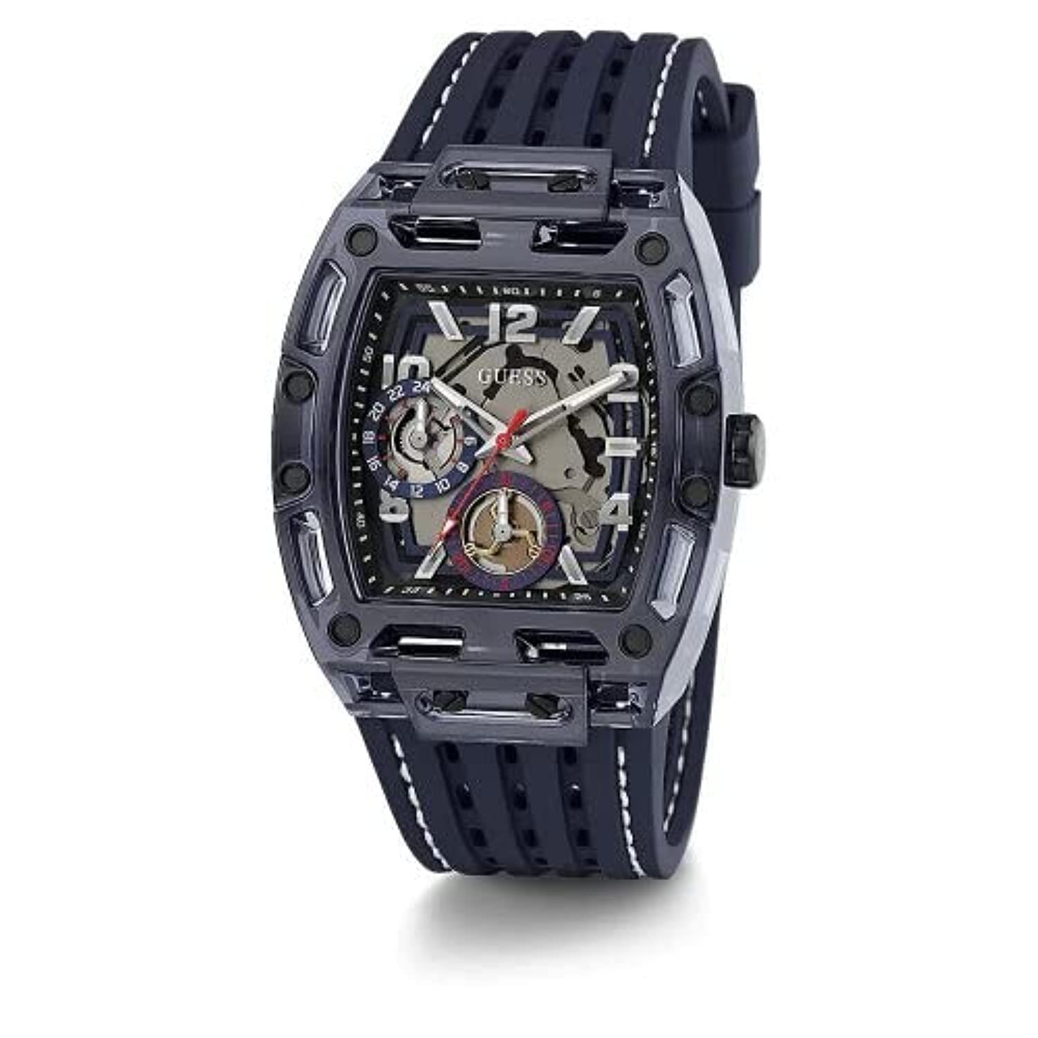 GUESS Men's 44 mm Watch - Blue Strap Navy Dial Navy Case
