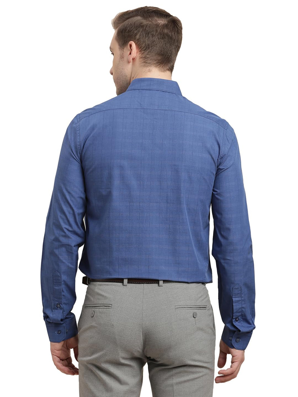 Turtle Men 100% Cotton Slim Fit Blue Checkered Full Sleeve Formal Shirt