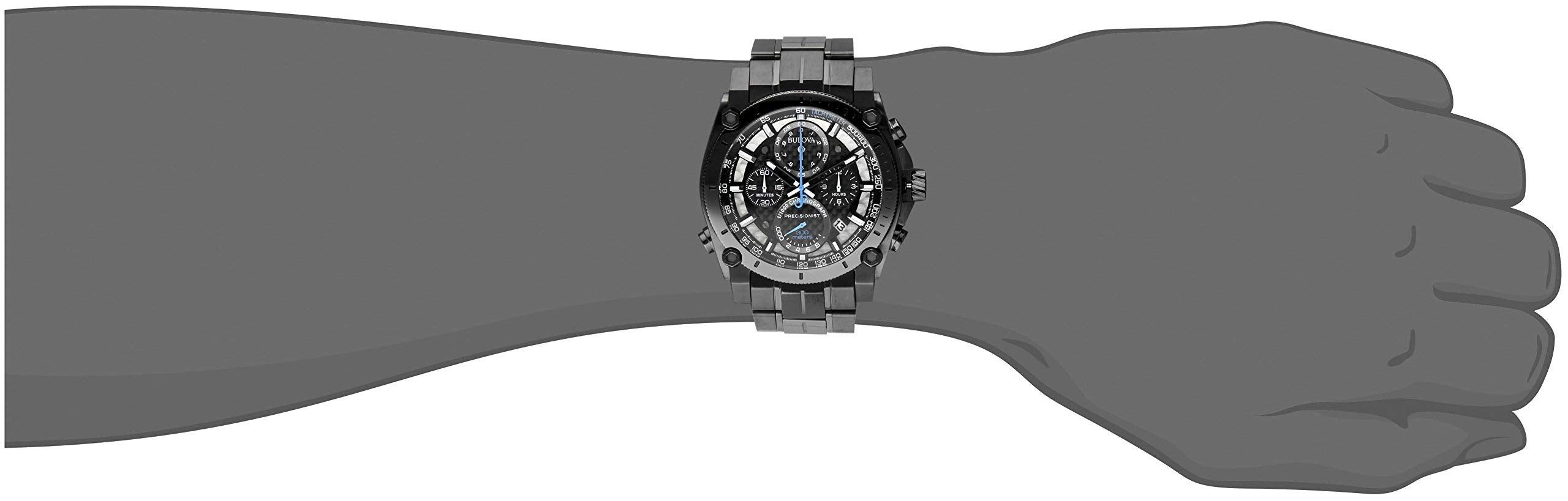 Bulova Men's Precisionist Gunmetal Ion-Plated Stainless Steel 8-Hand Chronograph Watch with Blue Accents Style: 98B229