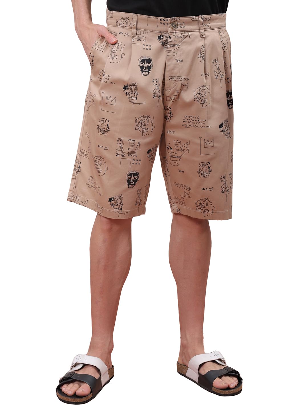The Indian Garage Co Mens Relaxed Fit Printed Pleated Sweater