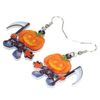 NEWEI Cute Acrylic Halloween Witch Pumpkin Earrings Big Long Dangle Drop For Women Festival Jewelry Gifts Charm