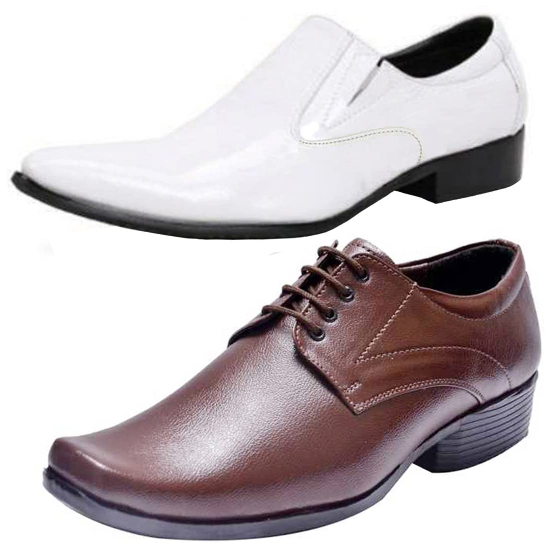 Aadab Trendy Formal Shoes/Party Shoes/ 2 Shoes Combo with Free Belt for Men and Boys (BAZAAR8038_VTR401Wht) Multicolor 8