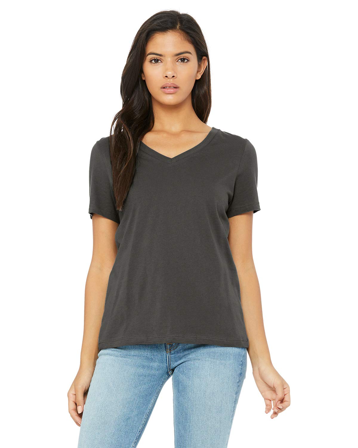 Ladies Relaxed Jersey V-Neck T-Shirt - BERRY - S(D0102H7KHTP)