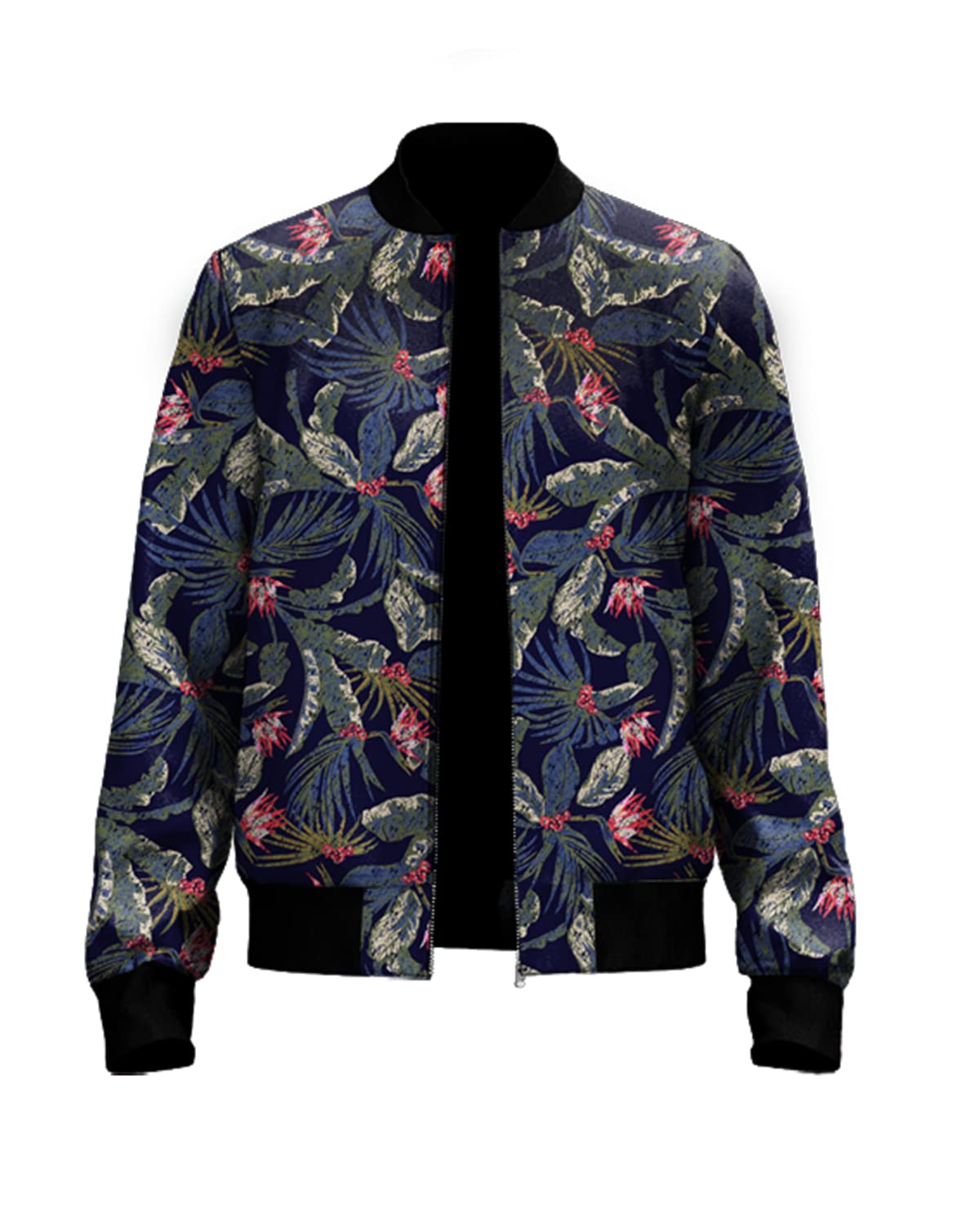 Veirdo Men's Leaves Printed Zip Up Cotton Shacket/Jacket