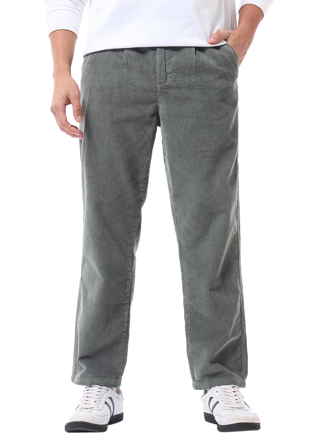 Bewakoof MenS Solid Regular Fit Cotton Pant_617489_Grey_38
