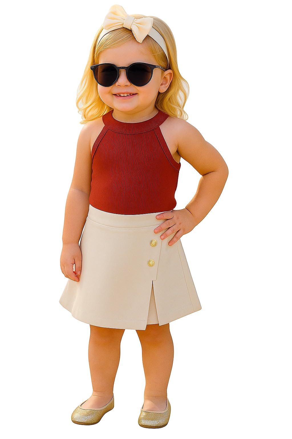 A.T.U.N. (ALL THINGS UBER NICE) Girls Stylish Two Piece Outfit Set with Sleeveless Tank Top and Skort | Casual Summer Clothing