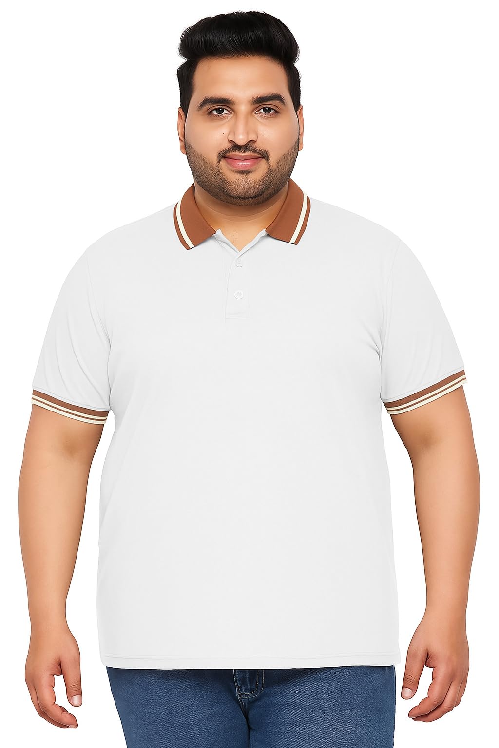 Veirdo Men's Cotton Short Sleeve Regular Fit Classic Polo Collar Plus Size T-Shirt