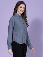 OOMPH! Shirts for Women, Floral Printed, Grey