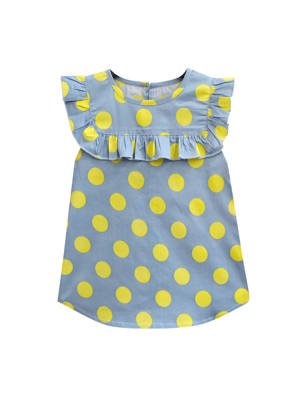 A.T.U.N. (ALL THINGS UBER NICE) Girls Polka Dots Regular Top Blue-Yellow
