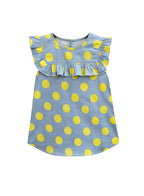 A.T.U.N. (ALL THINGS UBER NICE) Girls Polka Dots Regular Top Blue-Yellow
