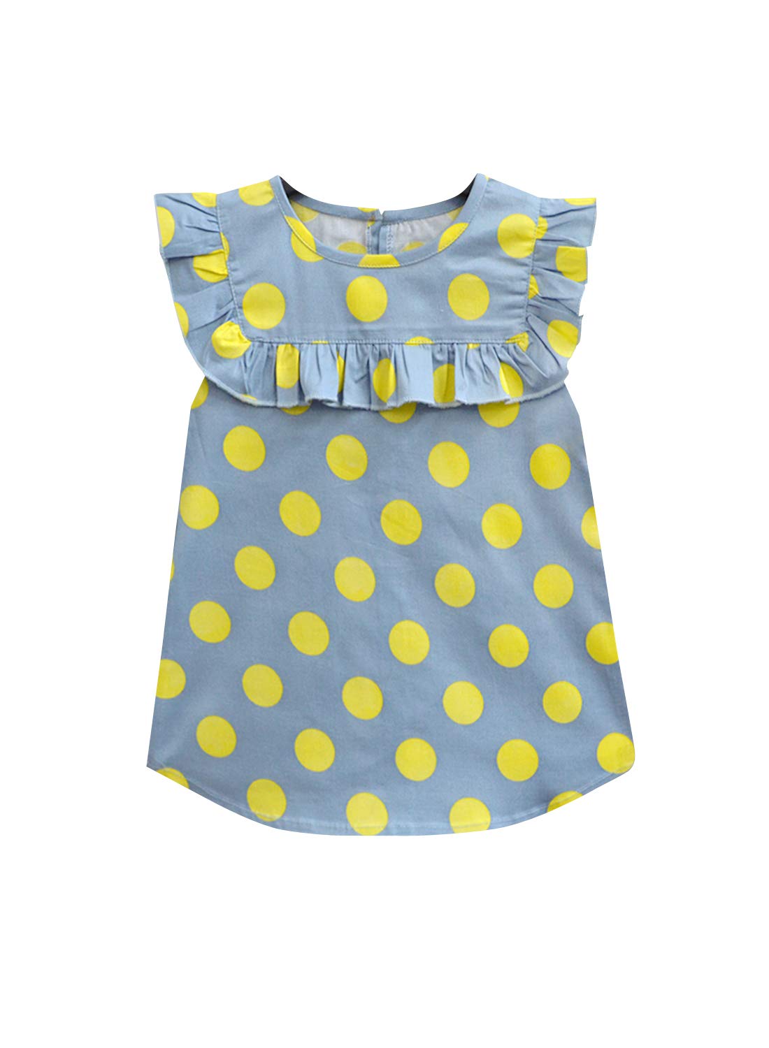 A.T.U.N. (ALL THINGS UBER NICE) Girls Polka Dots Regular Top Blue-Yellow
