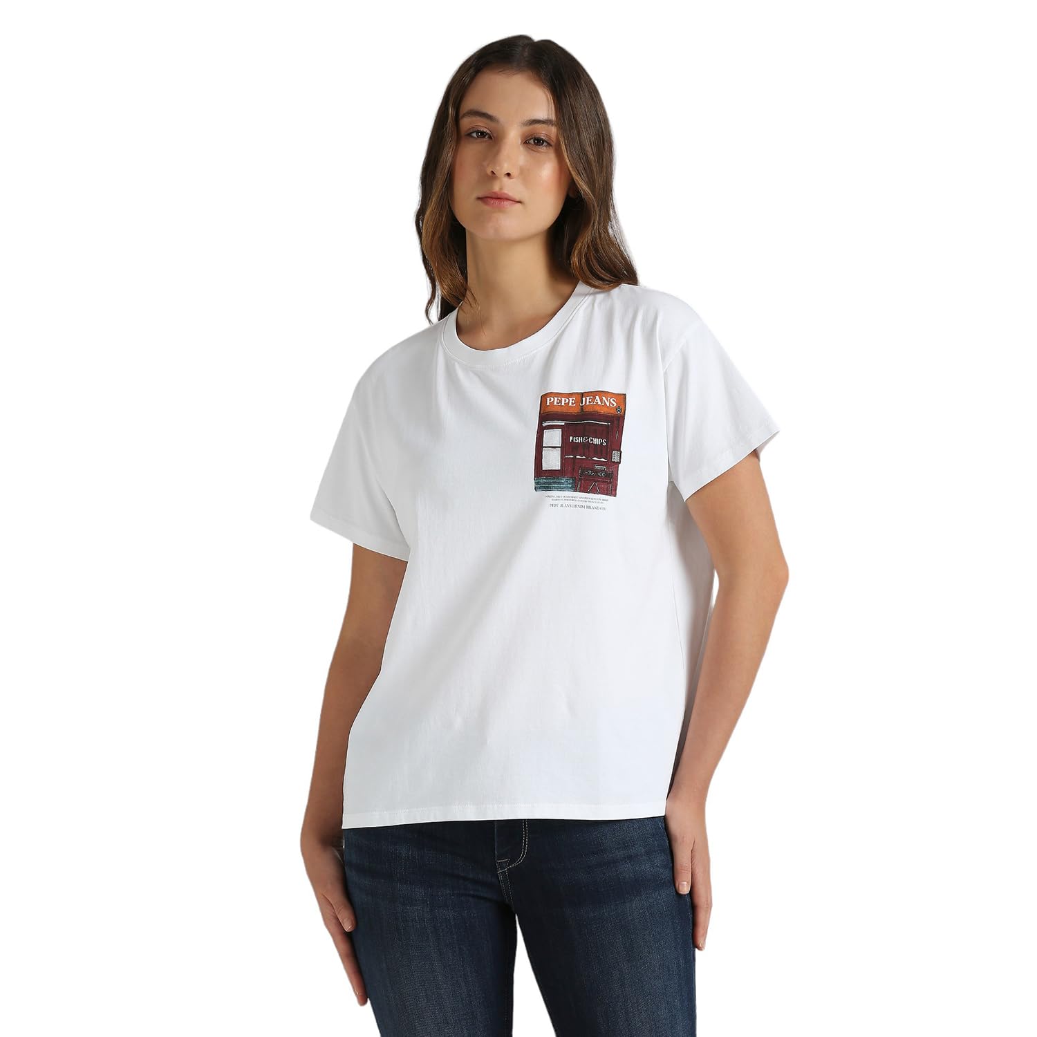 Pepe Jeans WomenS Relaxed Fit T-Shirt (Pl506092_White