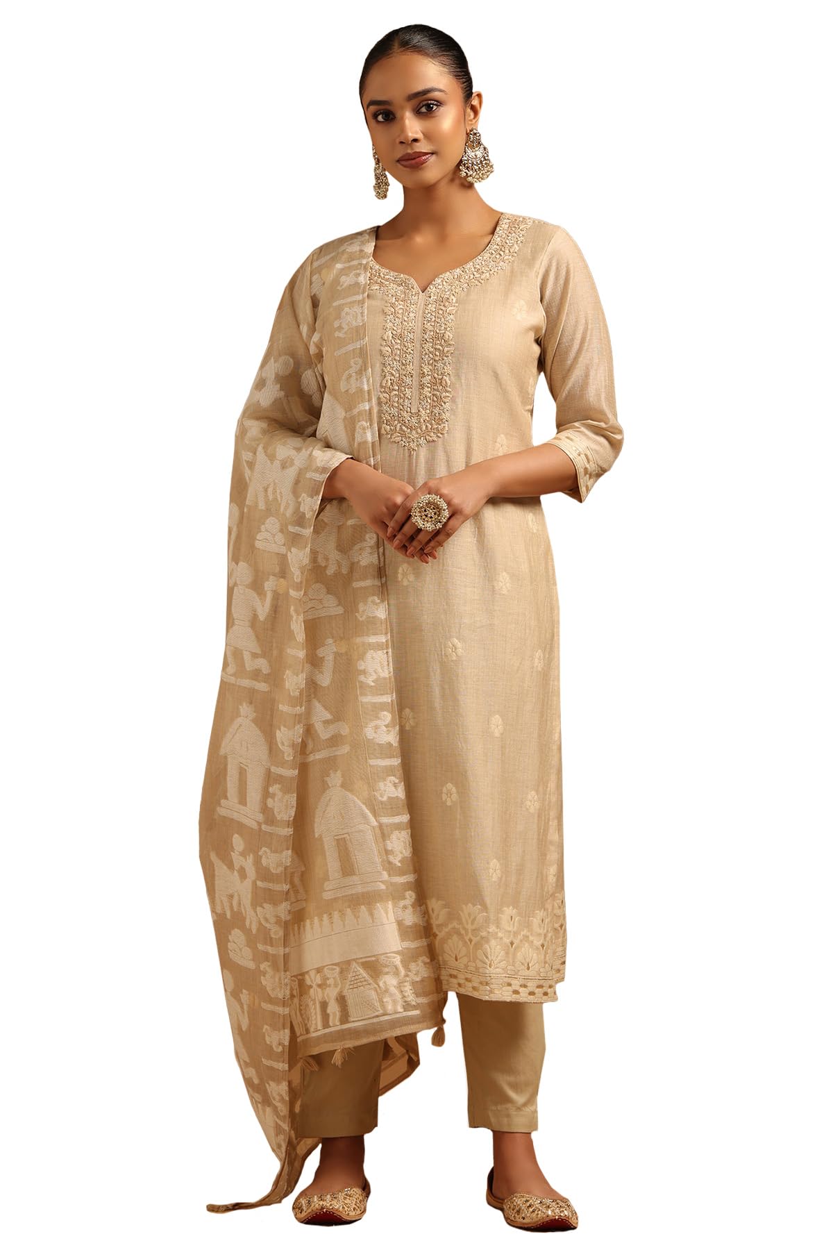 Soch Women Linen Thread Work Salwar Suit Set
