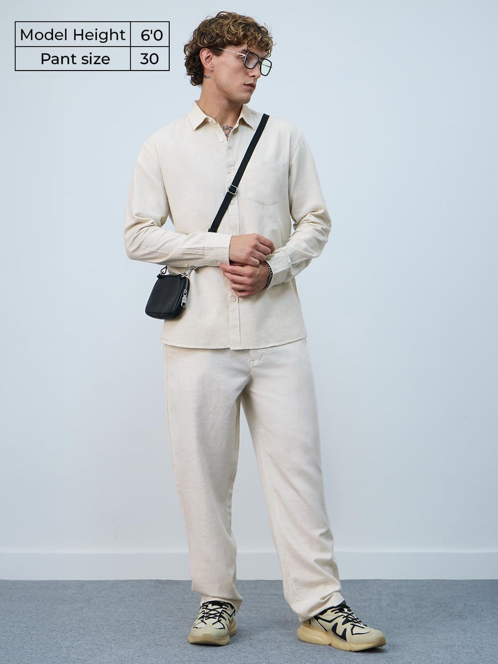 The Souled Store Cotton Linen Pants: Ecru Men and Boys Drawstringed Solid Straight Fit Cotton Linen Pants