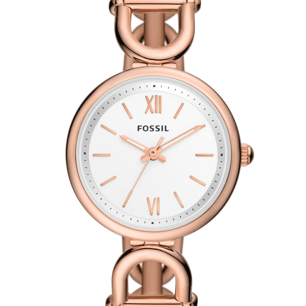 Fossil Women's Carlie Quartz Stainless Steel Three-Hand Watch, Color: Rose Gold (Model: ES5273)