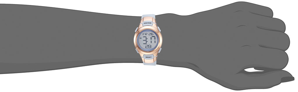 Armitron Sport Women's 45/7012PBL Rose Gold-Tone Accented Digital Chronograph Powder Blue Resin Strap Watch
