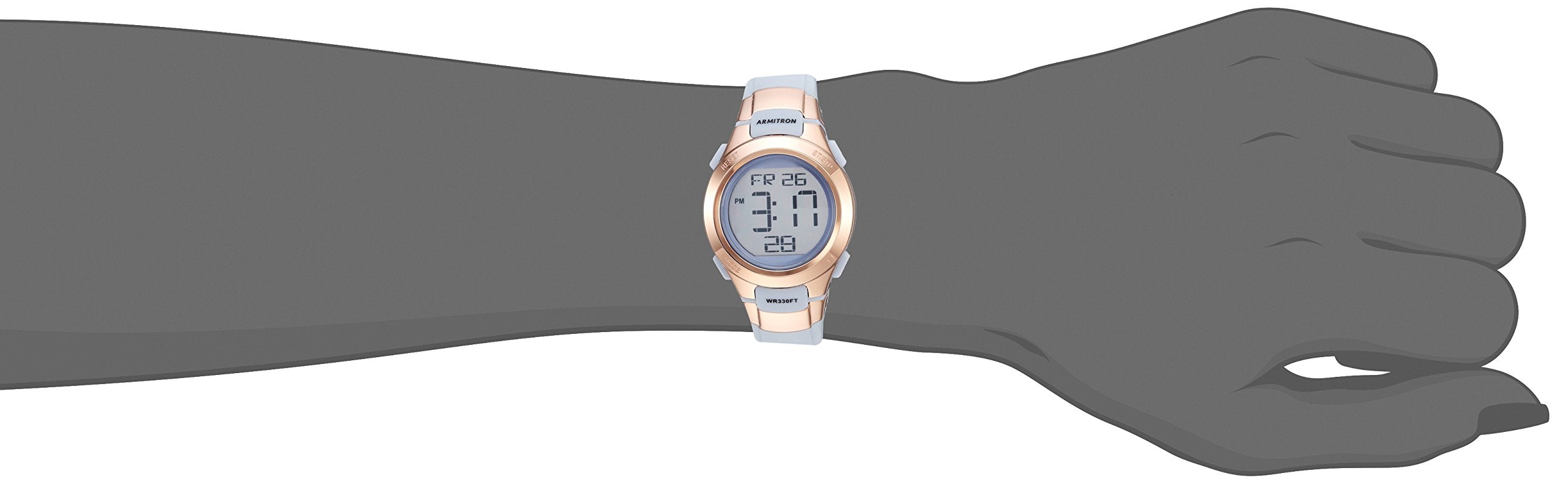 Armitron Sport Women's 45/7012PBL Rose Gold-Tone Accented Digital Chronograph Powder Blue Resin Strap Watch