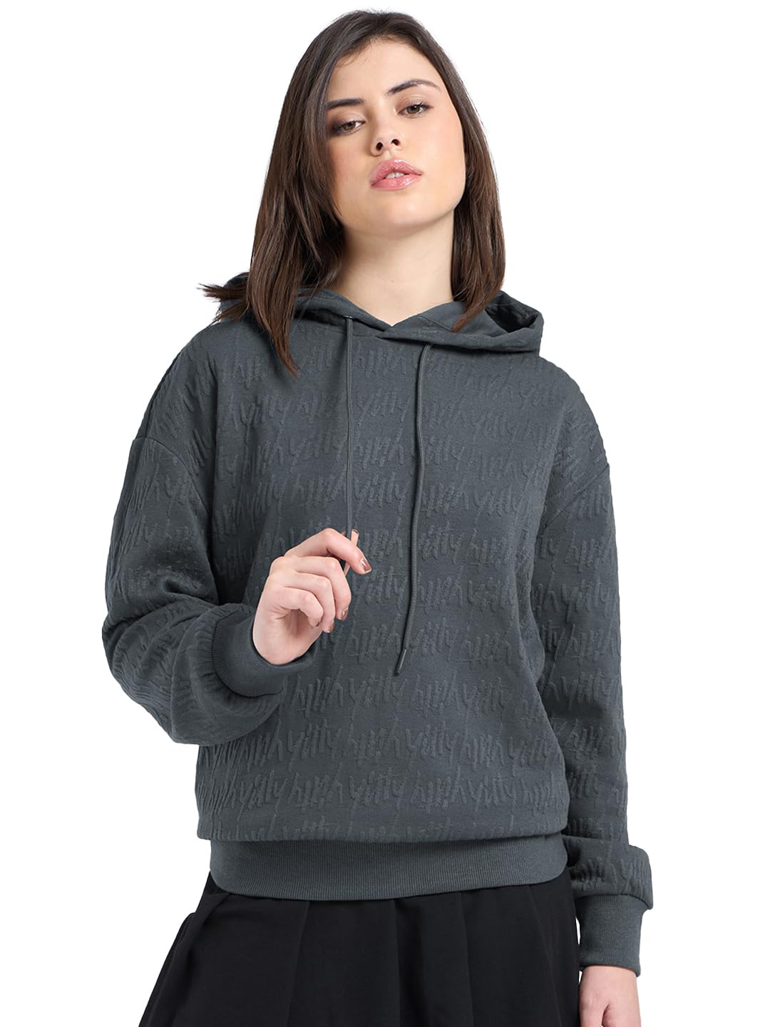 Bewakoof WomenS Solid Oversized Hoodie_602498_Grey_L