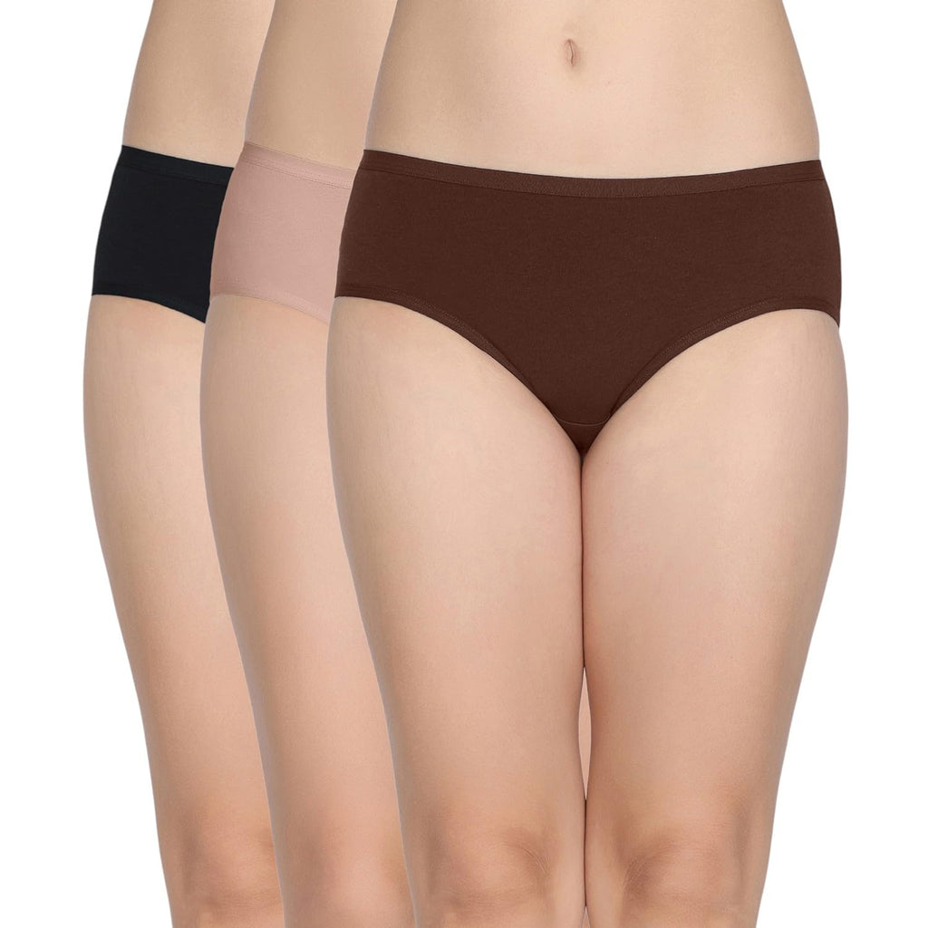 Zivame Womens Cotton Blend Classic Solid Hipster Panties (Pack of 3) (ZI28C0-Roeb Cho Fon B Bea_Roeb