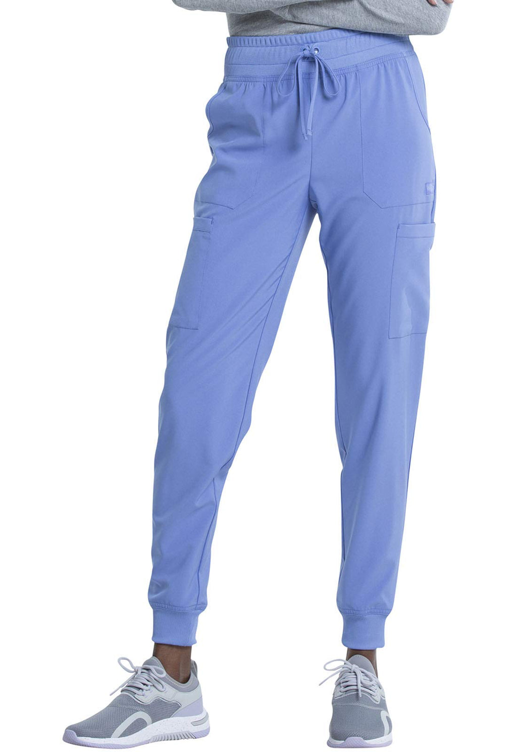 EDS Essentials Jogger Scrubs for Women, Drawstring Scrub Pants DK065T, L Tall, Ciel