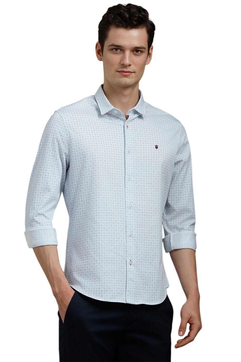 Louis Philippe Men Light Blue Smart Fit Print Full Sleeves Casual Shirt