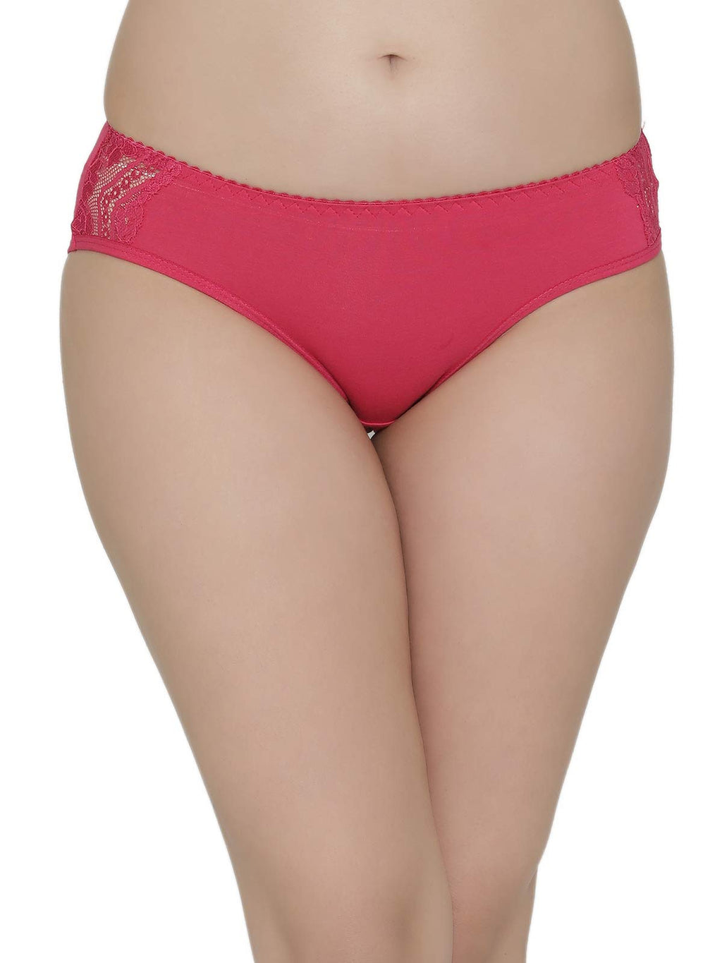 Clovia WomenS Cotton Mid Waist Bikini Panty With Lace Wings (Pn2808P14_Pink_Xxl)