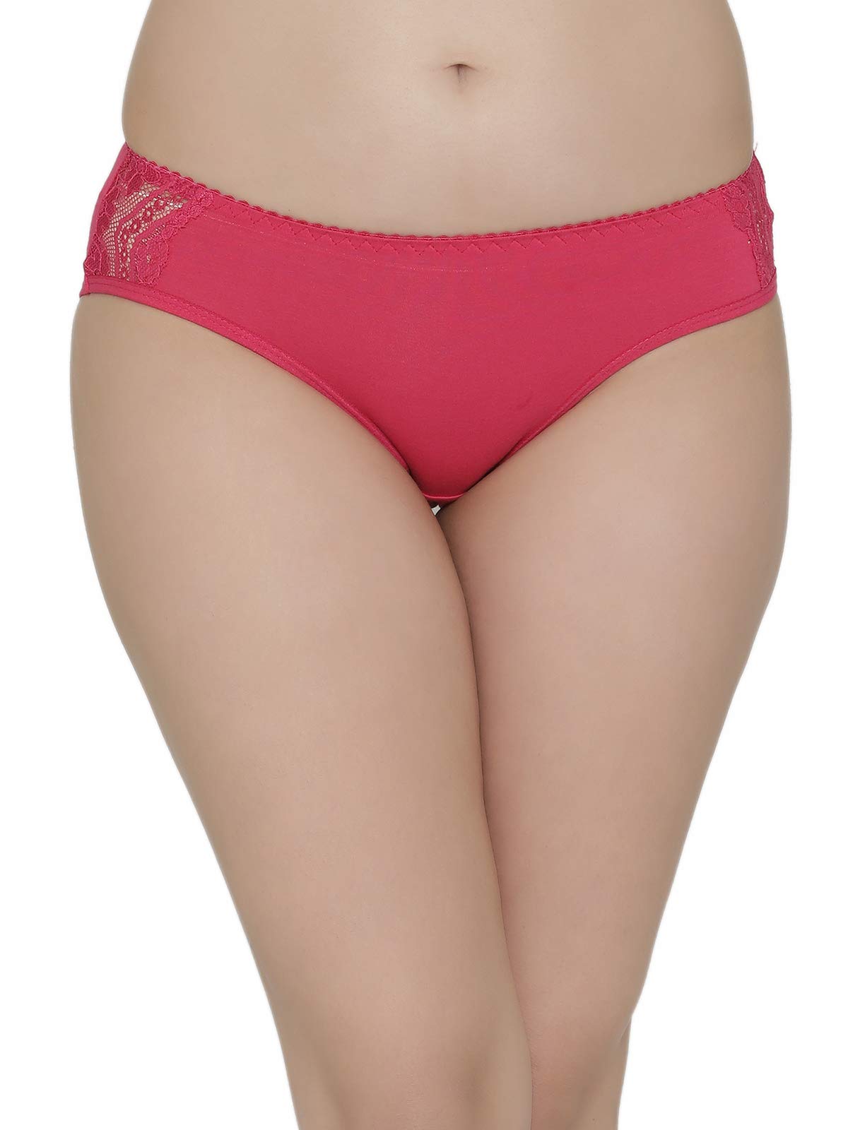 Clovia WomenS Cotton Mid Waist Bikini Panty With Lace Wings (Pn2808P14_Pink_Xxl)