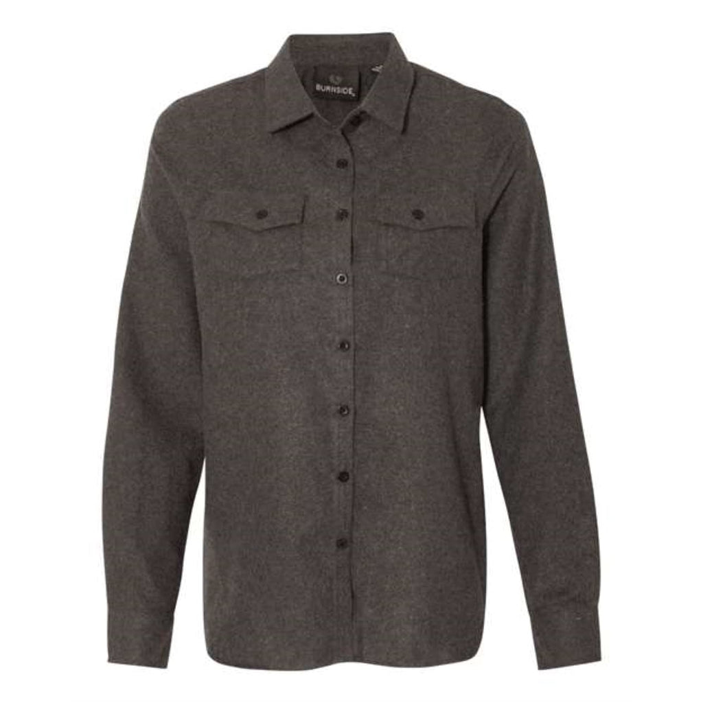 Burnside Ladies' Solid Flannel Shirt M CHARCOAL