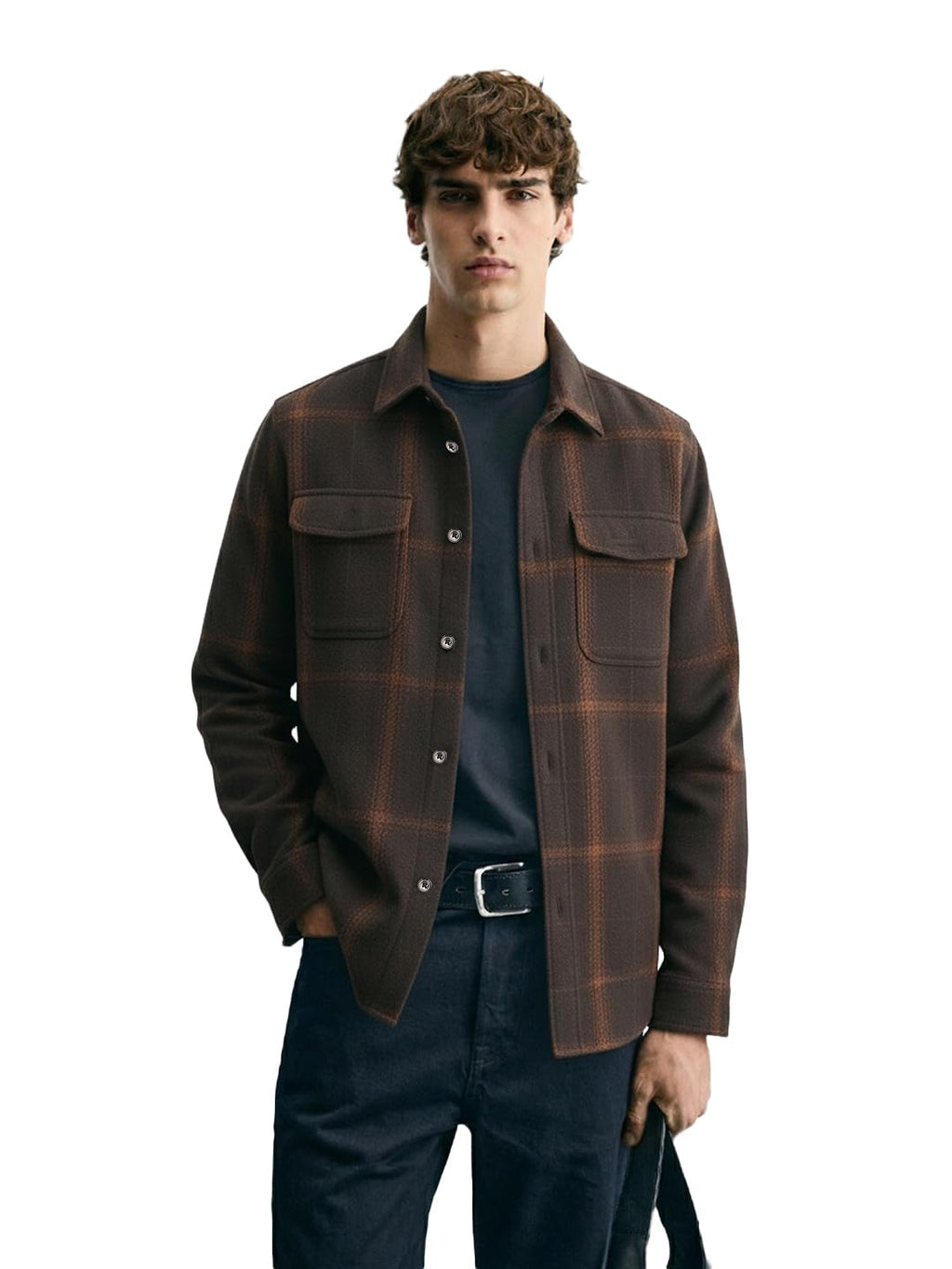The Indian Garage Co Mens Regular Fit Cutaway Collar Long Sleeves Checkered Sweater