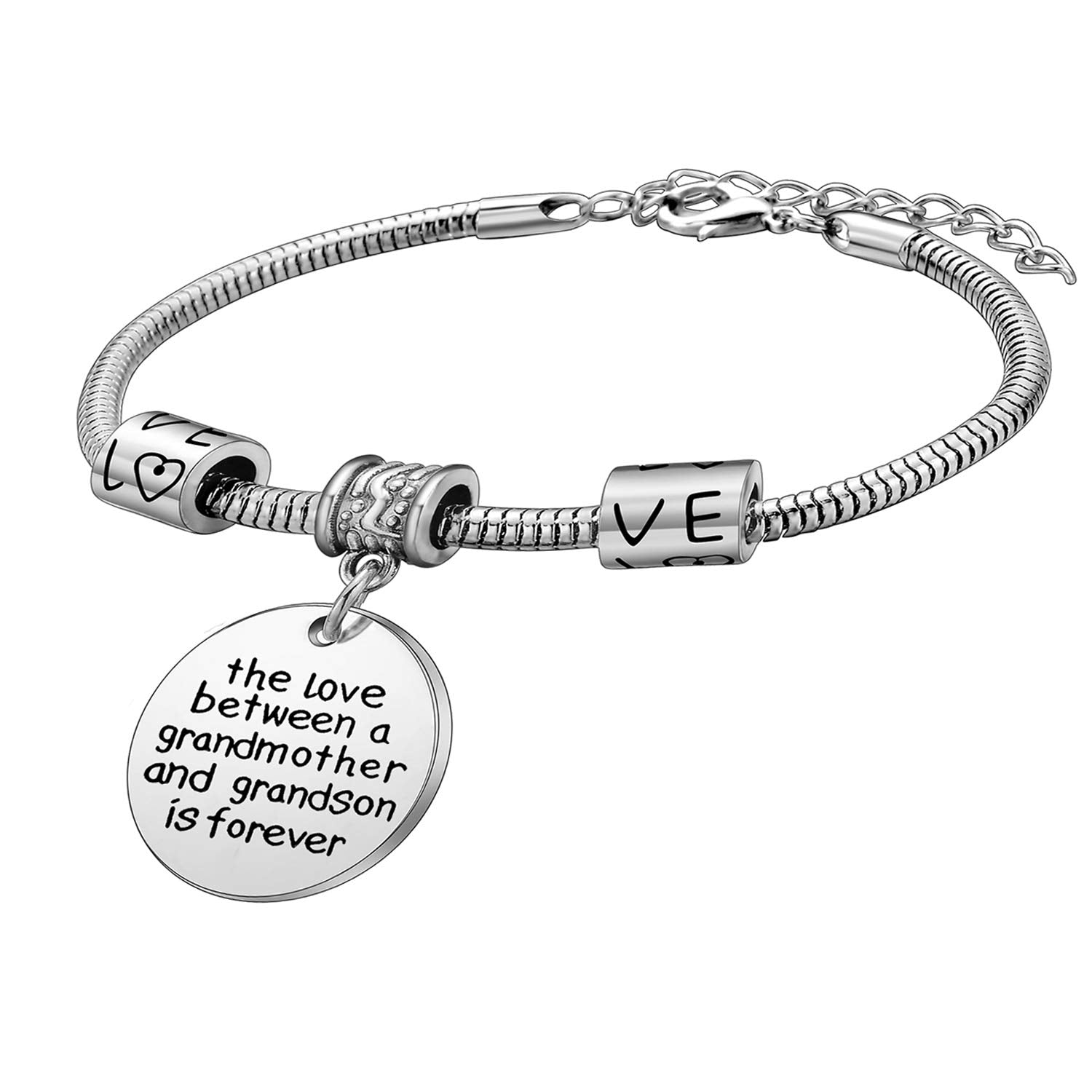 YEEQIN Grandmother Gift Bracelet From Grandson Grandmother Bracelet Grandma Gift Christmas Grandmother and Grandson Love Forever