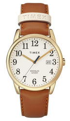 Timex Women's Easy Reader 38mm Watch - Gold-Tone Case Cream Dial with Brown & Pink Leather Strap