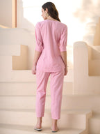 Stylum Womnes Solid & Embroidered Cotton Blend Kurti Pant Set