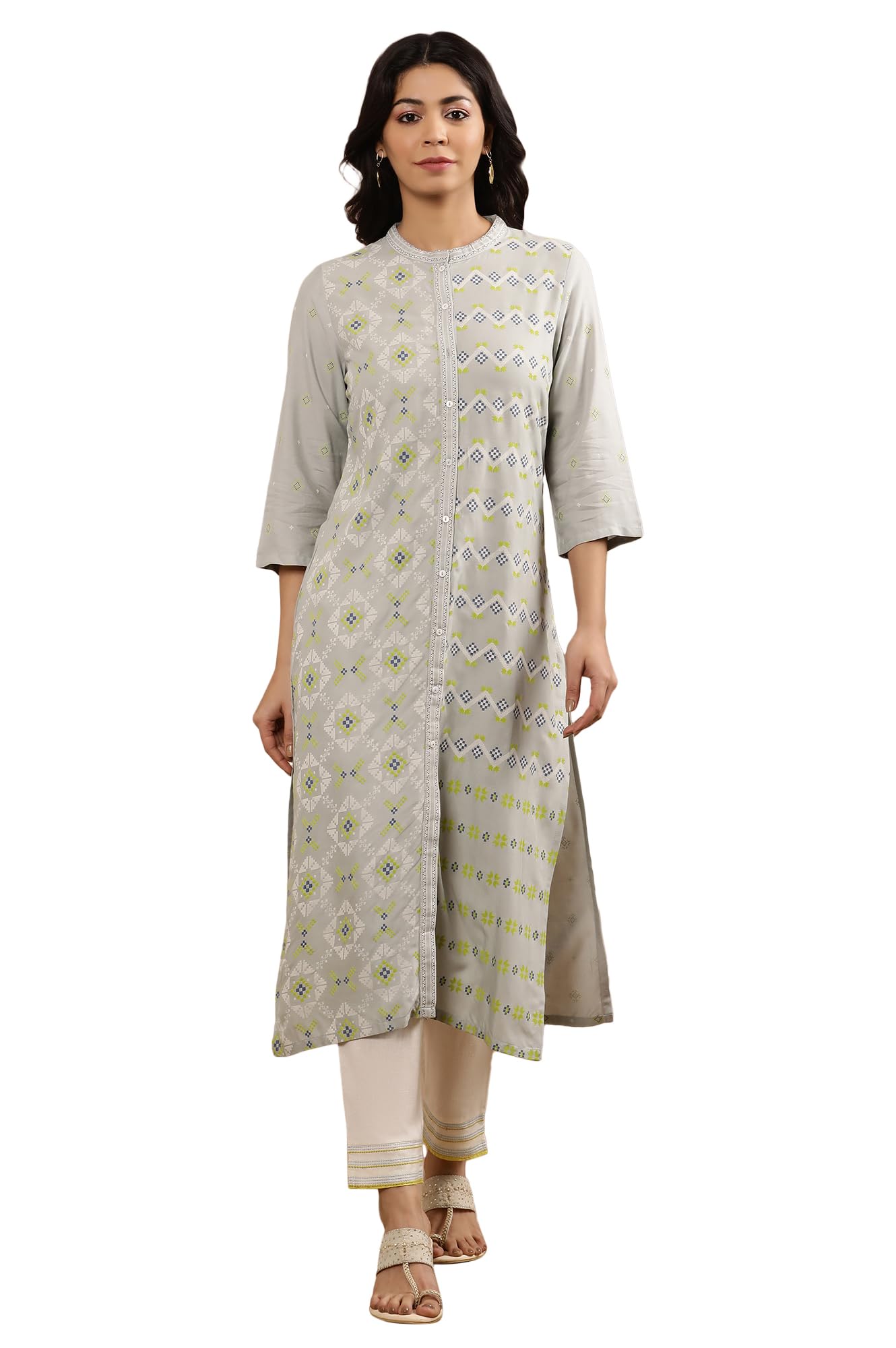 W For Woman Geometric Printed Straight Kurta Set With Pants
