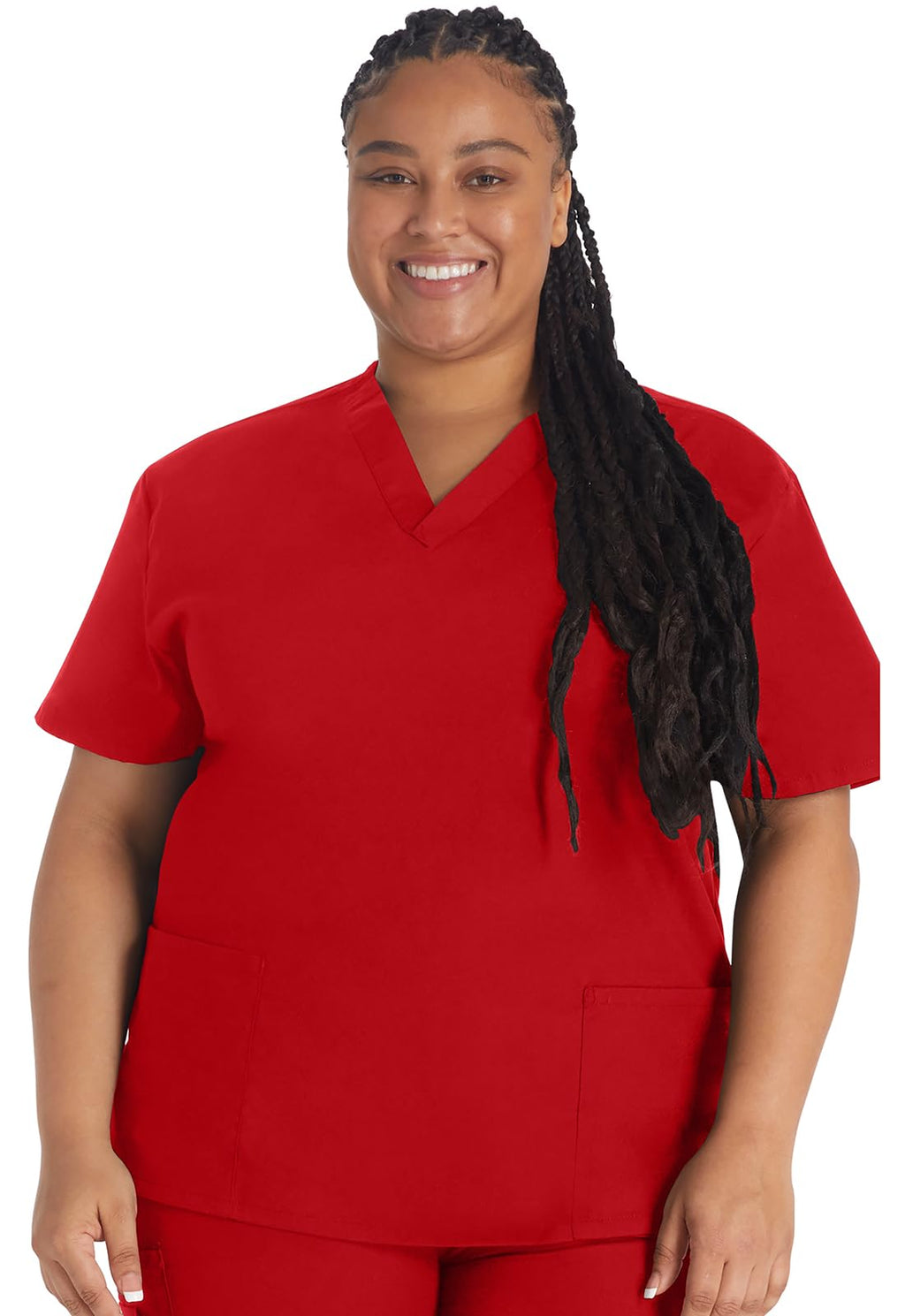 Dickies Women's EDS Signature Scrubs 86706 Missy Fit V-Neck Top, Red, Medium