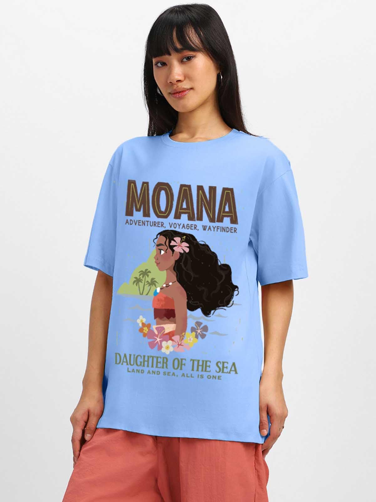 Juneberry 100% Pure Cotton Oversized Baggy Fit Official Disney Merchandise Cool & Goofy Graphic Printed T-Shirt For Women (Os_Ds