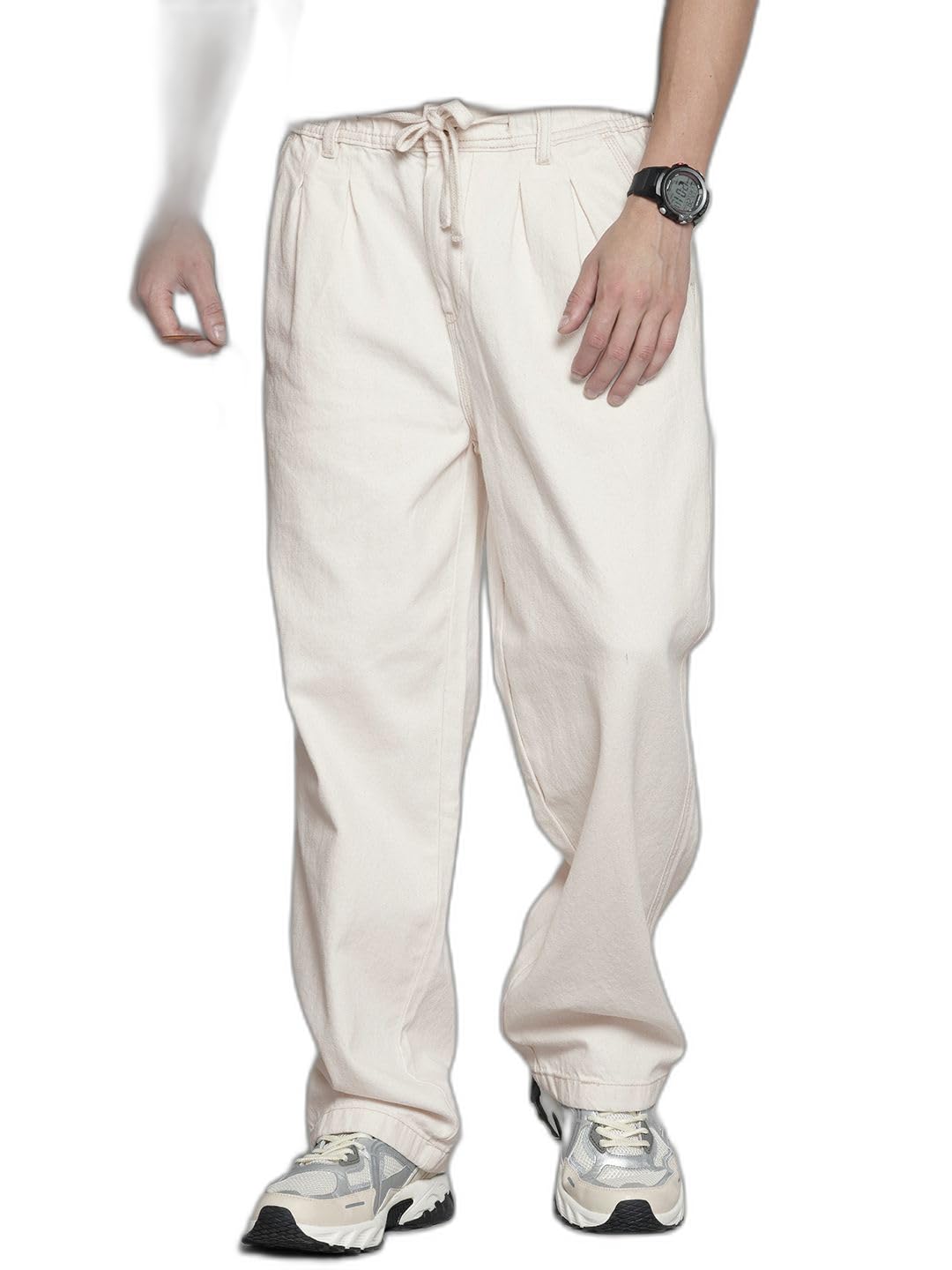 The Indian Garage Co Mens Relaxed Fit Solid Denim Sweater