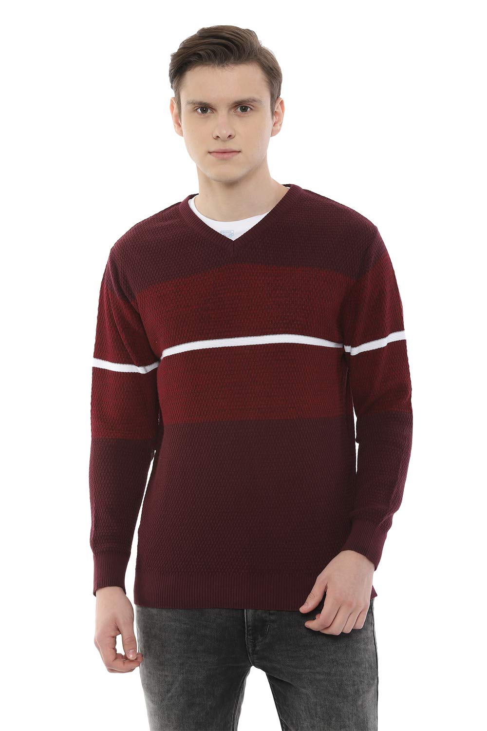 Louis Philippe MenS Cotton Sweater (Lyswcrgfm06842_Maroon_Xl)