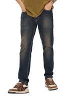 The Souled Store Denim: Slate Blue Men and Boys Buttoned Cotton Blend Slim Fit Jeans