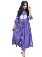 ANNI DESIGNER Womens Rayon Blend Anarkali Printed Kurta with Pant (ANVESHI Purple_M_Purple_Medium)