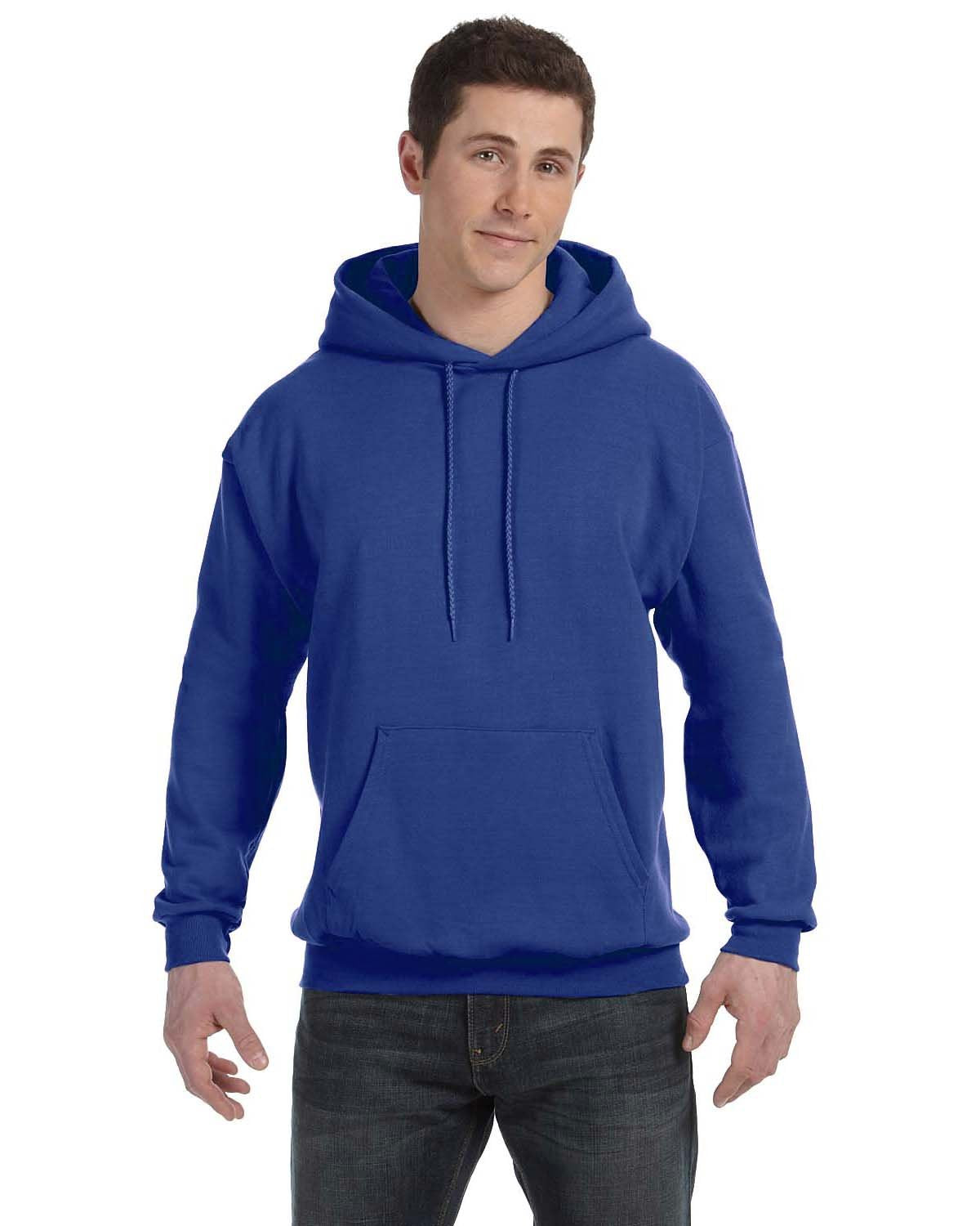 Hanes Men's Pullover EcoSmart Hooded Sweatshirt, Deep Royal, Large