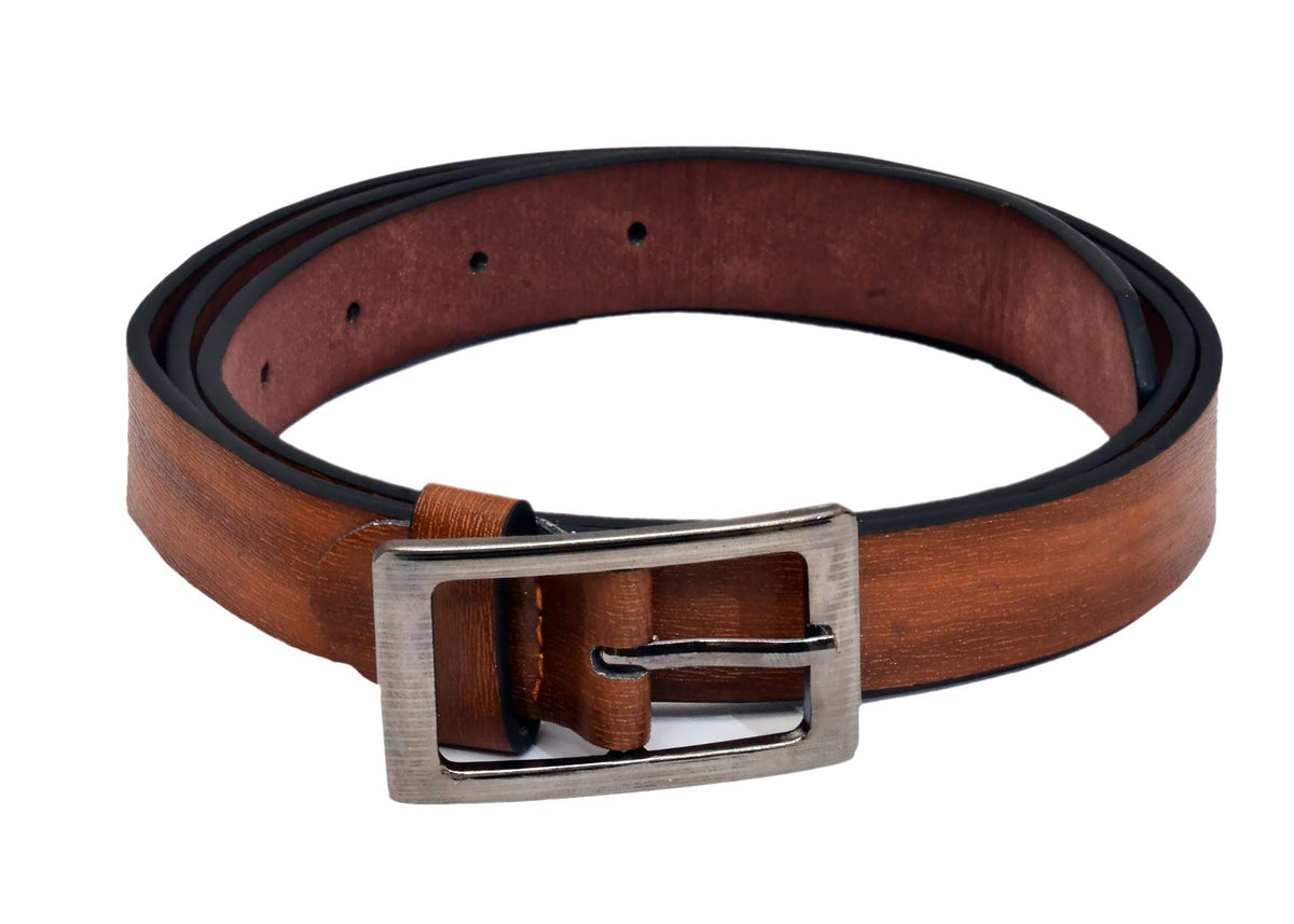 Popo Women Evening, Party, Formal, Casual Brown, Black Artificial Leather Belt (Tan Color) (34) 34