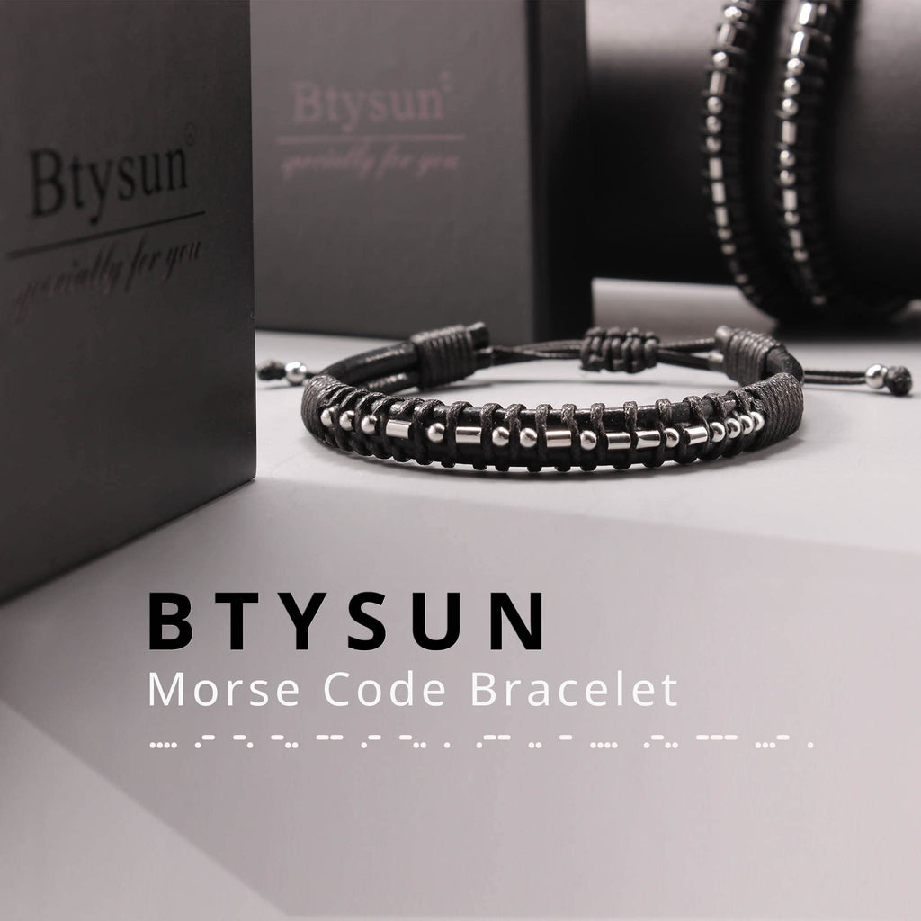 Graduation Gifts for Him 2023 Retirement Gifts Morse Code Bracelet Leather Bracelets for Men Encouragement Boyfriend Brother Son