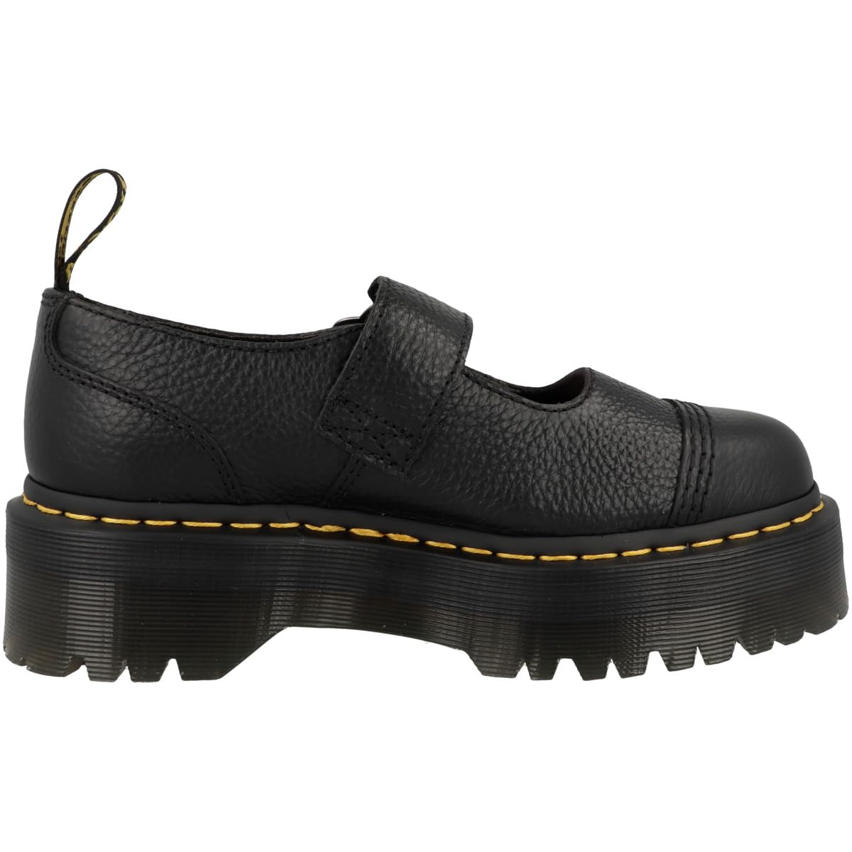 Dr. Martens Women's Addina Flower Mary Jane Flat, Black Milled Nappa, 7