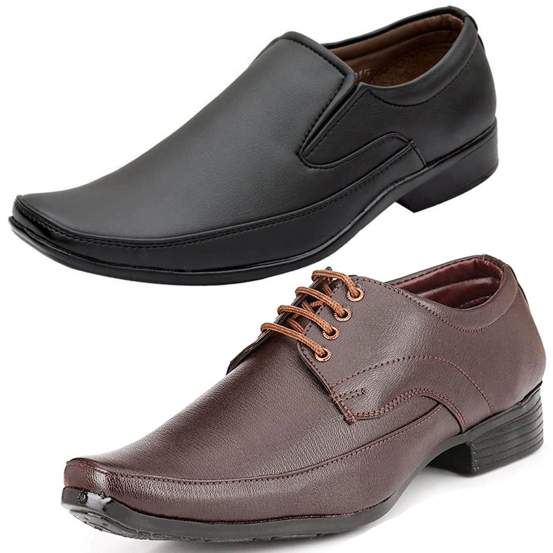Trendy Formal Shoes/Party Shoes/ 2 Shoes Combo with Free Belt for Men and Boys (BAZAAR8250_VTR005BdrBrwn2003Bdr) Multicolor 10