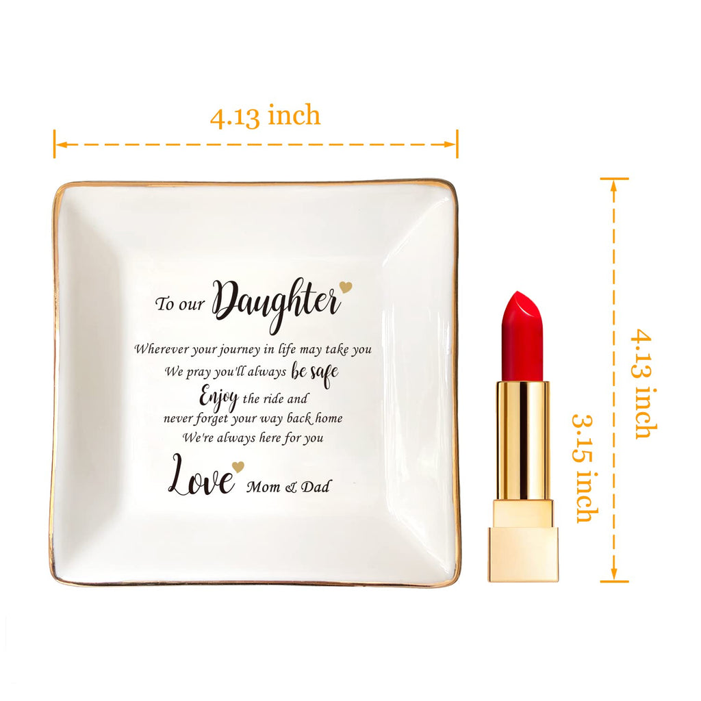 HOME SMILE Engagement Wedding Gifts for Daughter From Parents,Daughter Ringt Dish Jewelry Tray-Birthday,Christmas,Valentine's Da