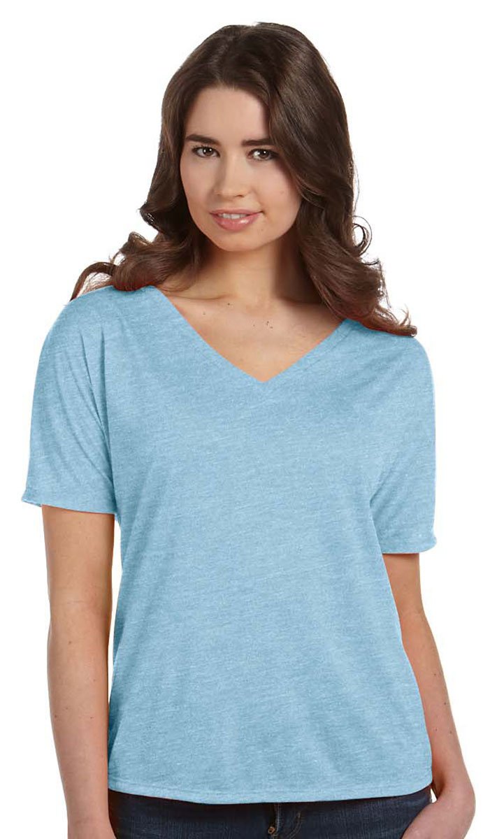 Ladies Slouchy V-Neck T-Shirt - BLAcK - S(D0102H7W1A6)