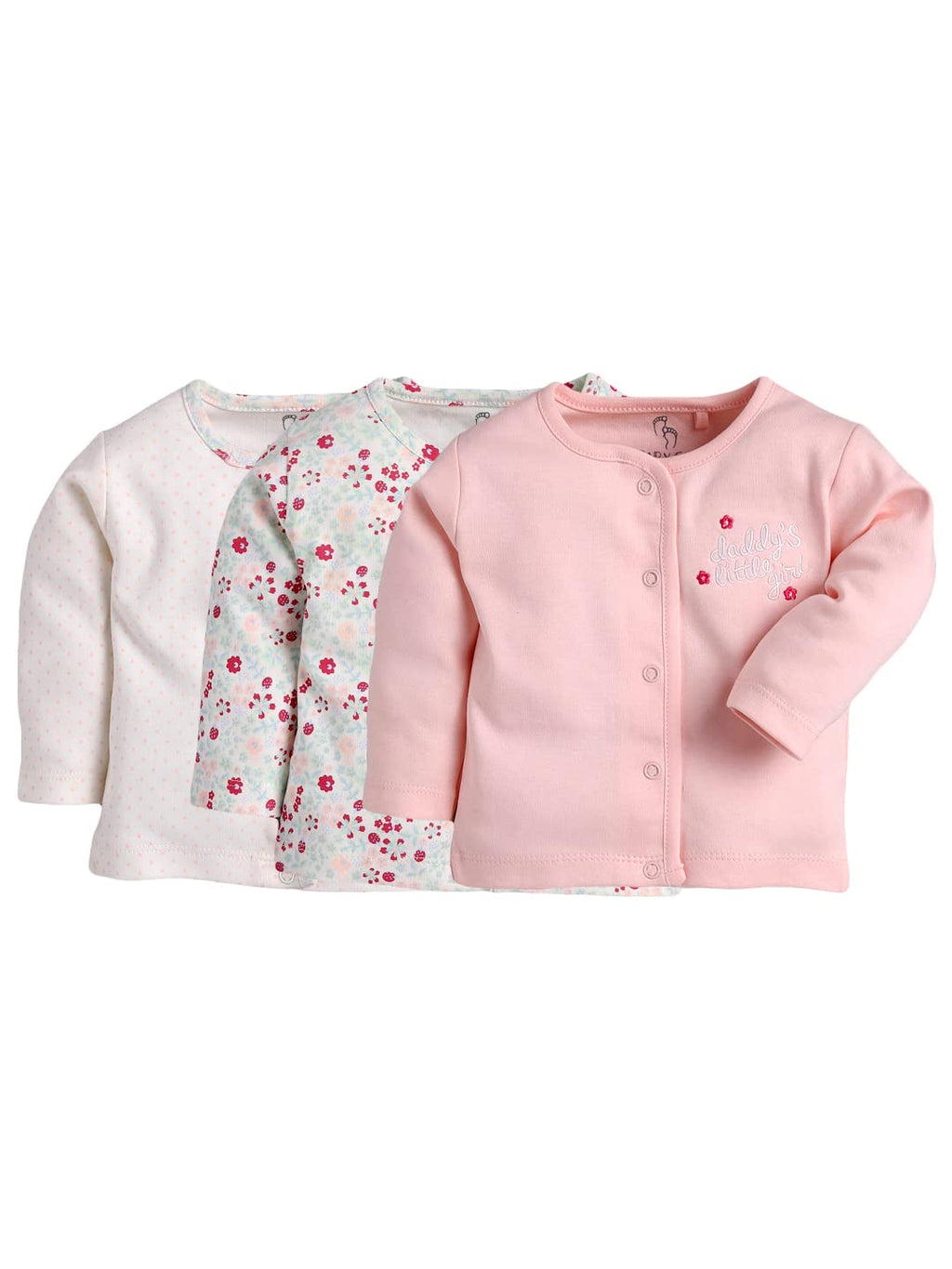 Baby Go Full Sleeve Set Of 3 Tees Combo For Baby Girls(6-9M,Peach)