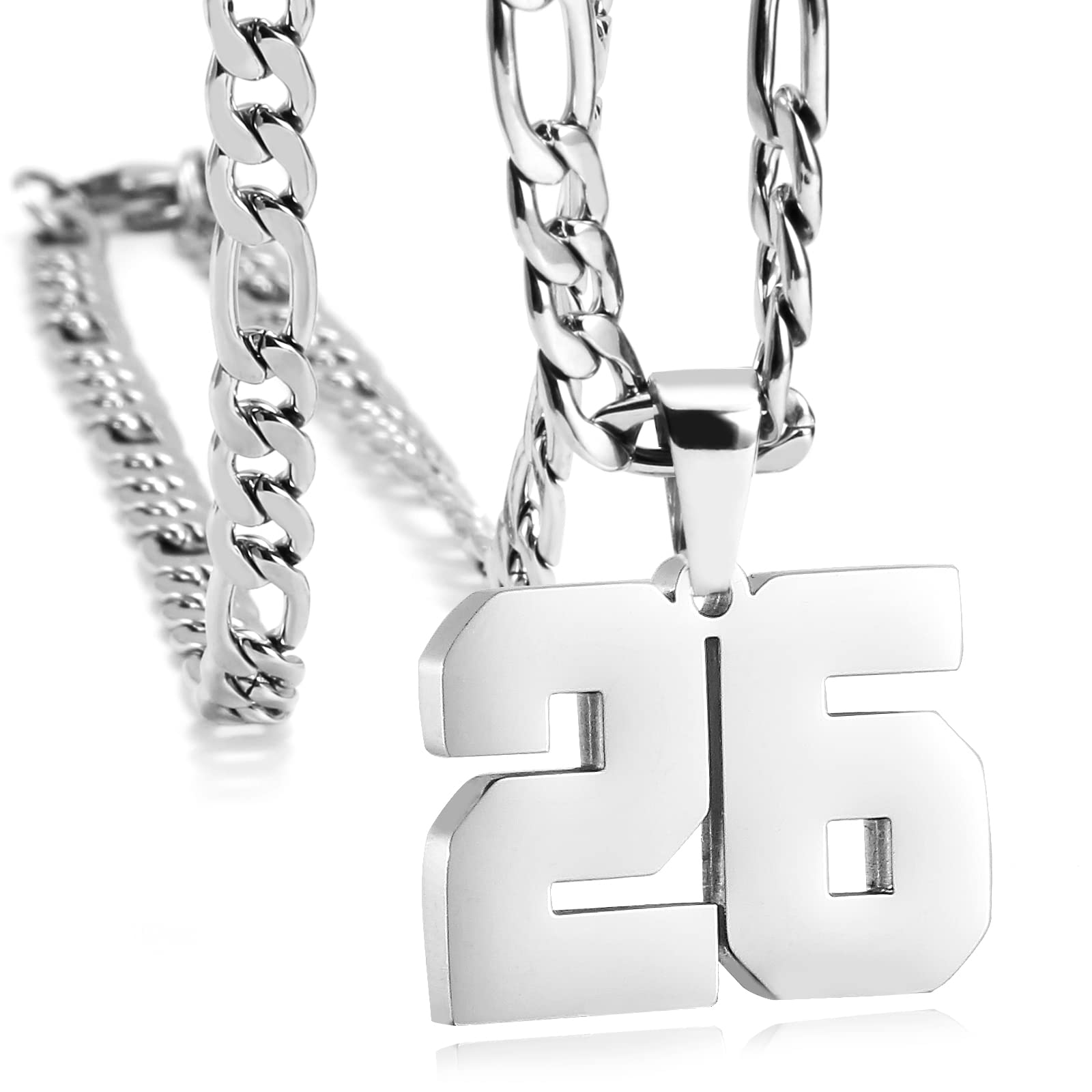 MIMITLTY Personalized Jersey Number Necklaces for Mens,Athletes Stainless Steel Sport Number Pendant Chain for Boys Baseball/Bas